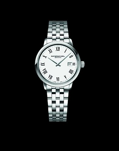 RAYMOND WEIL Toccata Classic Women s Watch, Quartz, White Dial, Black Roman Numerals, Stainless Steel Bracelet, 29 mm (Model: 5985-ST-00300)