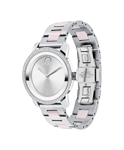 Movado Bold Iconic Women s Swiss Quartz 3600881 Stainless Steel & Crystal Case and Link Bracelet Watch, Color: Two Tone