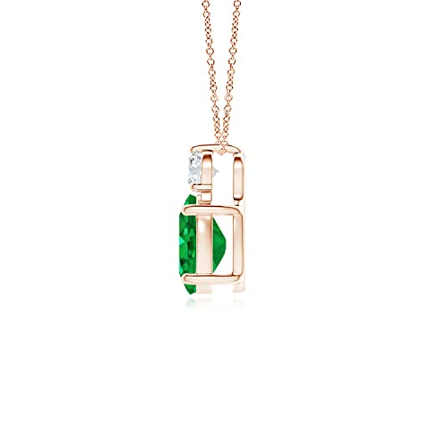 Angara Natural Emerald Solitaire Pendant Necklace for Women, Girls in 14K Solid Gold/Platinum/Sterling Silver | May Birthstone | Jewelry Gift for Her | Birthday|Wedding Anniversary