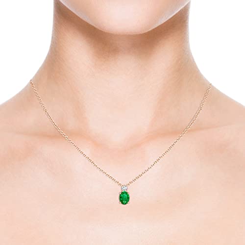 Angara Natural Emerald Solitaire Pendant Necklace for Women, Girls in 14K Solid Gold/Platinum/Sterling Silver | May Birthstone | Jewelry Gift for Her | Birthday|Wedding Anniversary