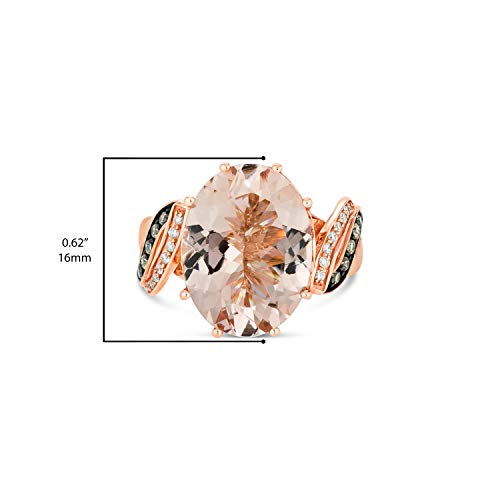 LeVian 14K Rose Gold, Oval Morganite & 1/4 Cttw White/Chocolate Diamond Split Shank Engagement Ring (H-I & Fancy Brown Color, SI1-SI2 Clarity) Size 7