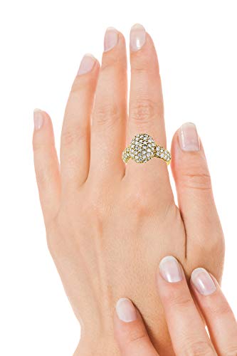 Jewelry Bliss 2 Carat 18k Yellow Gold Natural Diamond Studded Oval Dome Designer Cocktail Ring For Women Size 6.75