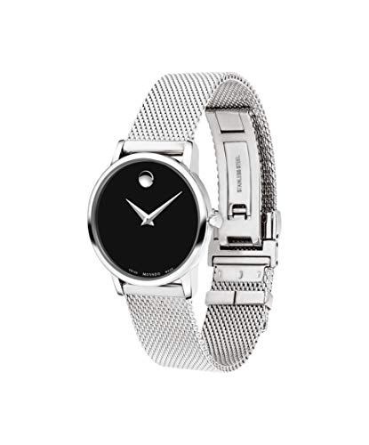 Movado Women s Museum Stainless Steel Watch with a Concave Dot Museum Dial, Black/Silver (607220)