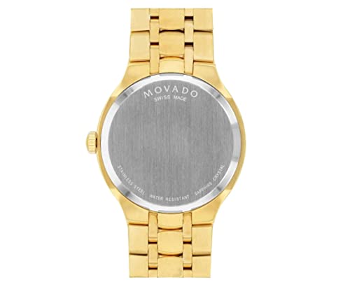 Movado Black Dial Yellow Gold PVD Watch 0607227