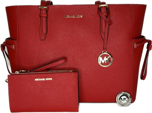 Michael Kors MICHAEL Michel Kors Gilly Large Drawstring Travel Tote bundled with Double Zip Wristlet Purse Hook