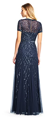 Adrianna Papell Women s S/S Grid Beaded Gown