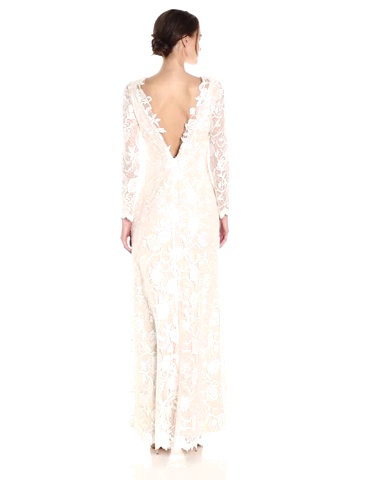 Tadashi Shoji Women s Long Sleeve Lace Bridal Gown