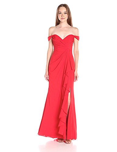 Badgley Mischka Women s Off The Shoulder Ruffle Skirt Gown