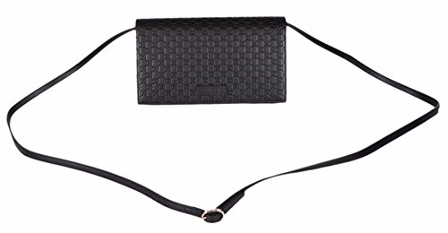 Gucci Women s Leather Micro GG Guccissima Mini Crossbody Wallet Bag Purse (Black)