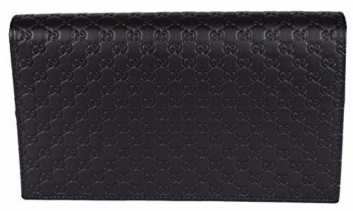 Gucci Women s Leather Micro GG Guccissima Mini Crossbody Wallet Bag Purse (Black)