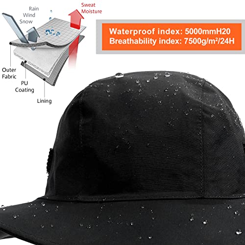 Womens Winter Waterproof Bucket Hat Warm Fleece Lined Rain Hat UPF50+ Mens Outdoor Adventure Research Hiking Safari Cap