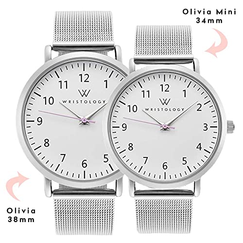 Wristology 19 Options - Maxi Numbers Watch, Silicone Band - Interchangeable Silicone Strap - Easy to Read Analog Face with Second Hand for Women, Men, Nurses, Teachers, Seniors, EMT Olivia