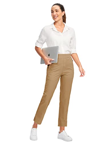 G Gradual Women s Golf Pants with Zipper Pockets Pull On Stretch Lightweight Quick Dry Ankle Pants for Women Travel Work