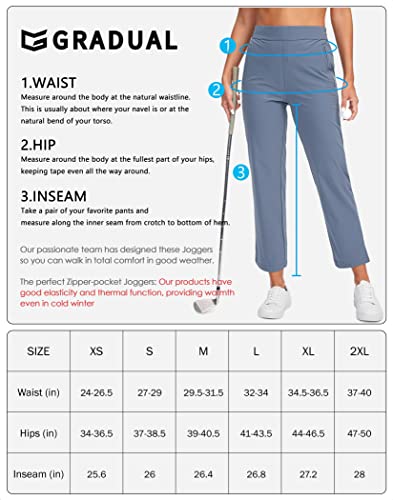 G Gradual Women s Golf Pants with Zipper Pockets Pull On Stretch Lightweight Quick Dry Ankle Pants for Women Travel Work