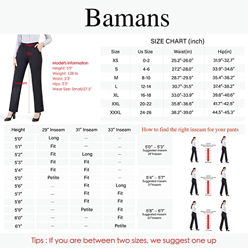 Bamans Work Pants for Women Yoga Dress Pants Straight Leg Stretch Work Pant with Pockets