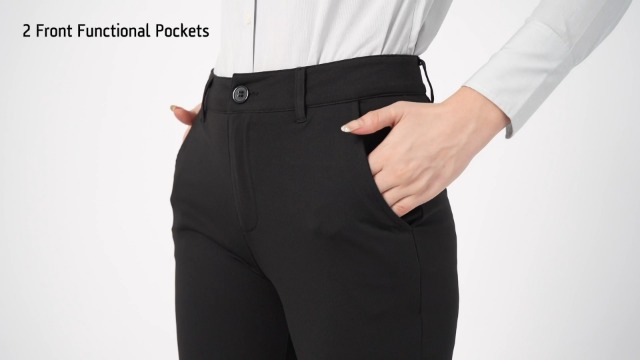 Bamans Work Pants for Women Yoga Dress Pants Straight Leg Stretch Work Pant with Pockets