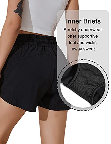 BMJL Women s Running Shorts Elastic High Waisted Shorts Pocket Sporty Workout Shorts Quick Dry Athletic Shorts Pants