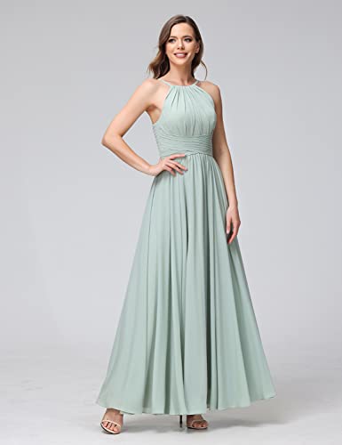 Clothfun Women s Halter Bridesmaid Dresses Long Chiffon Formal Dresses Evening Party Dress 2023