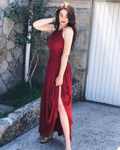 Clothfun Women s Halter Bridesmaid Dresses Long Chiffon Formal Dresses Evening Party Dress 2023