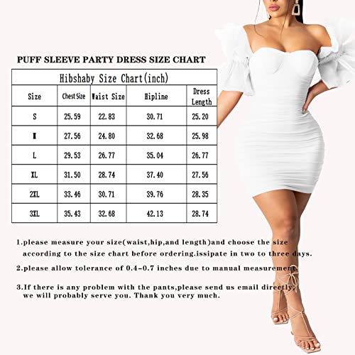 hibshaby Women Sexy Bodycon Dress Puff Sleeve Cocktail Evening Party Elegant Mini Dresses