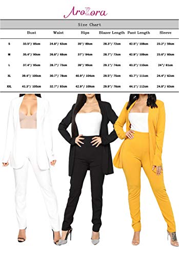 Aro Lora Women s 2 Piece Outfit Casual Solid Open Front Blazer and Pencil Pant Suits Set