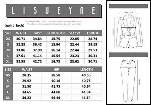 LISUEYNE Women’s Two Pieces Blazer Office Lady Suit Set Work Blazer Jacket and Pant