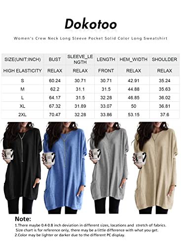 Dokotoo Womens Casual Long Sleeve Shirts Lightweight Sweatshirts Fashion Tunic Tops with Pockets