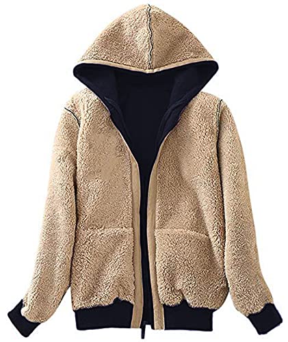 LLdress Hoodies for Women Sherpa Lined Jacket Zip Up Thick Sweatshirt Warm Fleece Coat