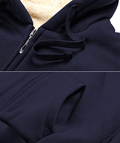 LLdress Hoodies for Women Sherpa Lined Jacket Zip Up Thick Sweatshirt Warm Fleece Coat