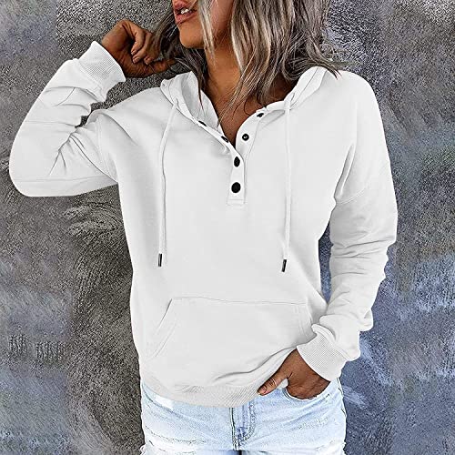 Womens Pullover Hoodies Casual Solid Sweatshirts Long Sleeve Shirts with Kangaroo Pockets S-3XL