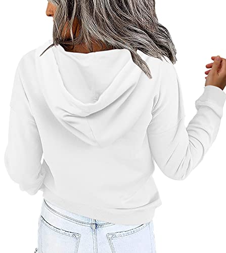 Womens Pullover Hoodies Casual Solid Sweatshirts Long Sleeve Shirts with Kangaroo Pockets S-3XL