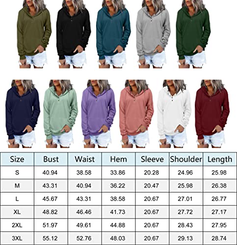 Womens Pullover Hoodies Casual Solid Sweatshirts Long Sleeve Shirts with Kangaroo Pockets S-3XL