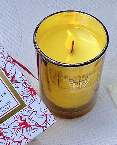 HB HEALTH BEAUTY BOTANICALS Luxury Amaryllis Rouge Soy Candle . Highly Scented RichFragrance in 7.5 Oz Glossy Gold Glass. Beautiful Gold Embossed Gift Box. Fully Gift Wrapped. Safe W