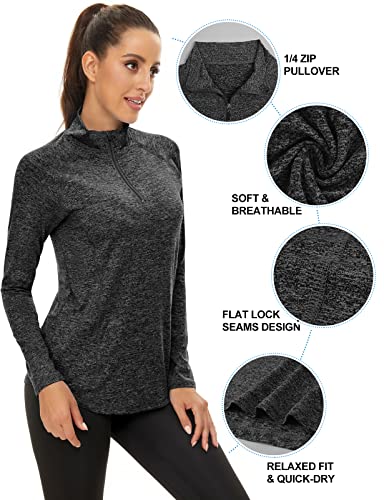 LURANEE Womens UPF 50+ Long Sleeve 1/4 Zip Pullover Athletic Hiking Running Workout Tops