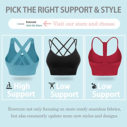 Evercute Cross Back Sport Bras Padded Strappy Criss Cross Cropped Bras for Yoga Workout Fitness Low Impact