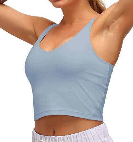 Dragon Fit Sports Bra for Women Longline Padded Bra Yoga Crop Tank Tops Fitness Workout Running Top