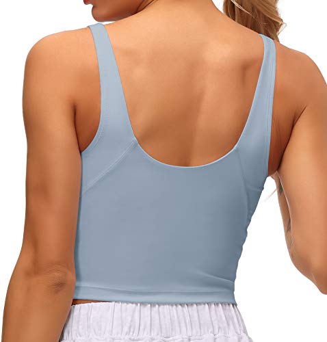 Dragon Fit Sports Bra for Women Longline Padded Bra Yoga Crop Tank Tops Fitness Workout Running Top