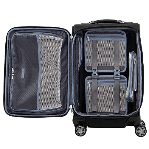 Travelpro Platinum Elite Softside Expandable Luggage, 8 Wheel Spinner Suitcase, TSA Lock, Men and Women (Shadow Black, 2-Piece Set (21/25))