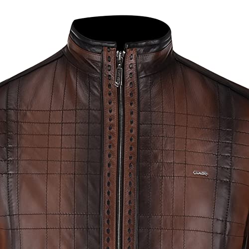 CUADRA Men s Jacket in Genuine Leather with Embroidery Brown