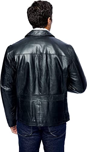 Excelled Men s New Zealand Lambskin Leather Classic Open Bottom Jacket, Brown, Medium