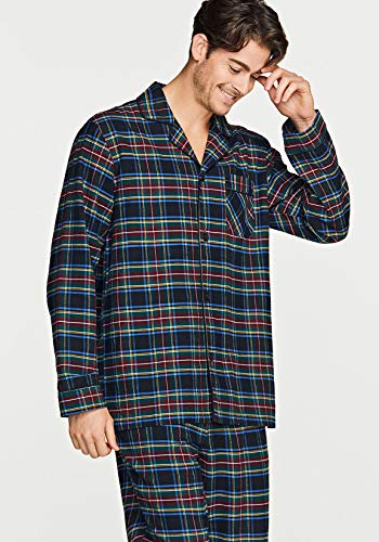 CQR Men s 100% Cotton Plaid Flannel Pajama Set, Brushed Soft Lounge & Sleep PJ Top & Bottom with Pockets