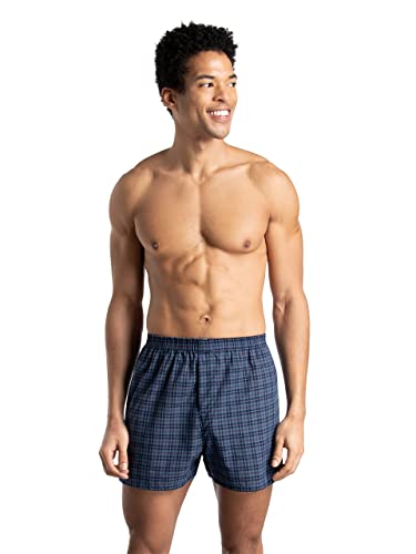 Fruit of the Loom Men s Tag-Free Boxer Shorts (Knit & Woven), Woven-6 Pack-Assorted Colors, Large