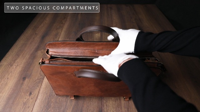 Time Resistance Leather Briefcase for Laptop Attache Case Messenger Bag for Men and Women