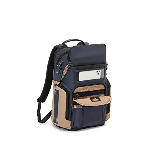 TUMI Alpha Bravo Nomadic Backpack - Laptop & Tablet Storage - Nylon Backpack with Leather Accents - Midnight Navy/Khaki