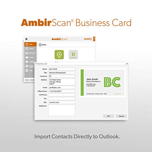 Ambir ImageScan Pro 687 Duplex Card Scanner with AmbirScan Business Card for Windows PC