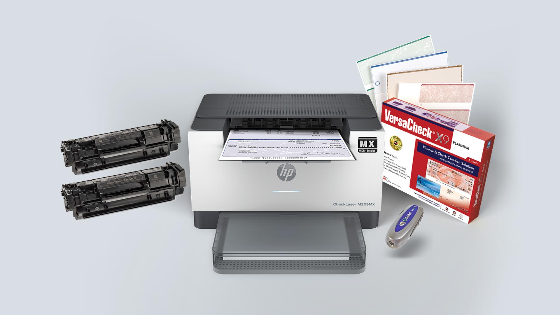 VersaCheck HP Laserjet M209 MXE MICR Printer X9 Platinum 5-User Printing Software Bundle