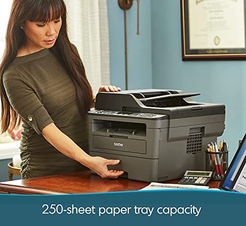 BROAGE NewBrother MFC-L2710DW All-in-One Wireless Monochrome Laser Printer - Print Copy Scan Fax - 32 ppm, 2400 x 600 dpi, 50-Sheet ADF, Auto 2-Sided Printing, Voice Activated, USB, WiFi, Ethernet