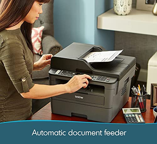 BROAGE NewBrother MFC-L2710DW All-in-One Wireless Monochrome Laser Printer - Print Copy Scan Fax - 32 ppm, 2400 x 600 dpi, 50-Sheet ADF, Auto 2-Sided Printing, Voice Activated, USB, WiFi, Ethernet