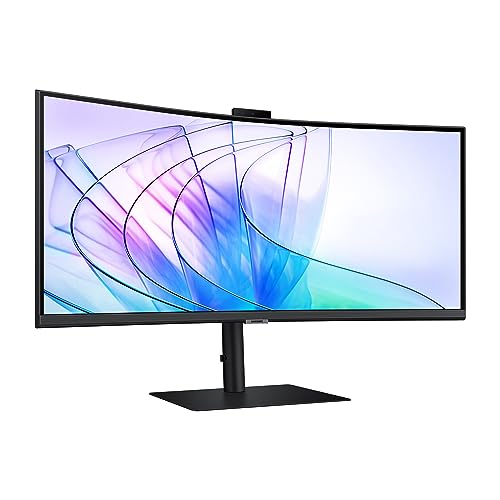 SAMSUNG 34” ViewFinity S65VC Series Ultrawide QHD Curved Monitor, Built-in FHD Camera, HDR10, 100Hz, 350 nit, USB- C, Adjustable Stand, Intelligent Eye Care, LS34C650VANXGO, Black