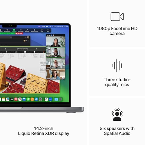 Apple 2023 MacBook Pro Laptop M3 chip with 8‑core CPU, 10‑core GPU: 14.2-inch Liquid Retina XDR Display, 8GB Unified Memory, 512GB SSD Storage. Works with iPhone/iPad; Space Gray